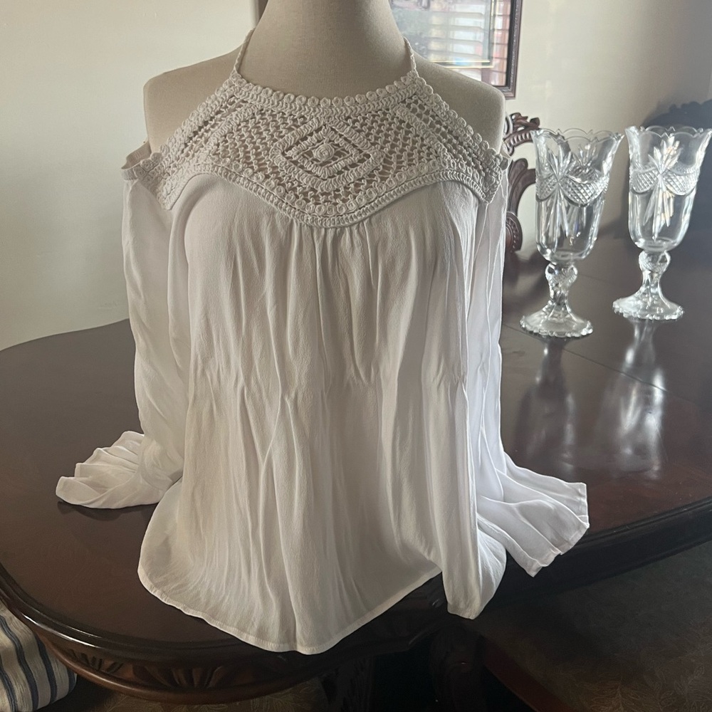 White halter/off shoulder blouse